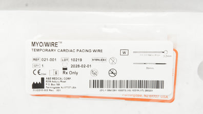 A&E Medical 021-001 2-0 MYO/Wire Temporary Cardiac Pacing Wire 61cm x 3.2 x 89mm